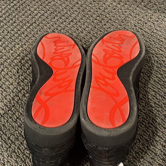 Christian Louboutin Black High-Top Sneakers Louis Flat Python Wax - Picture 6 of 9